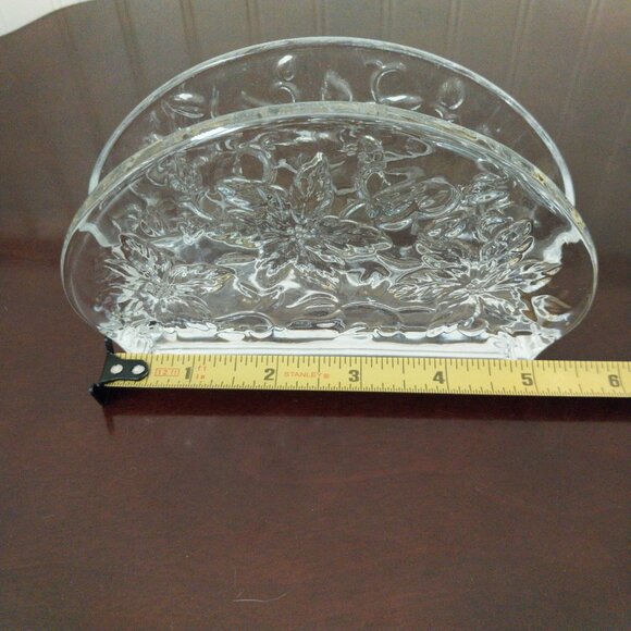 Vintage Princess House Fantasia Crystal Glass Poinsettia Napkin Holder #518 - Picture 6 of 8